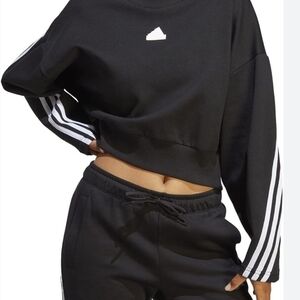 Adidas Black Cropped Sweatshirt .